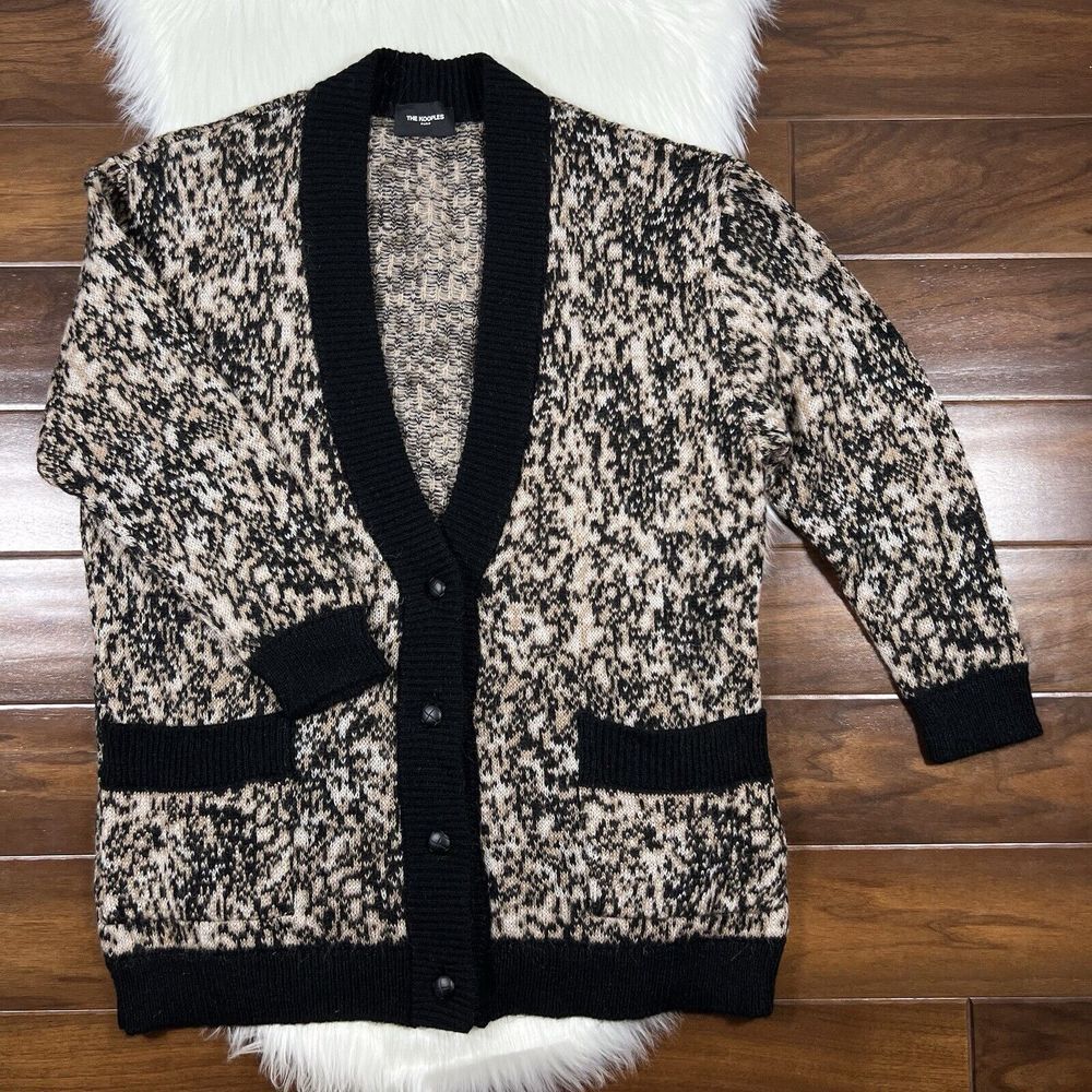 Kooples Women's Size 1 / Small Leopard Print Knit Oversized Cardigan Sweater